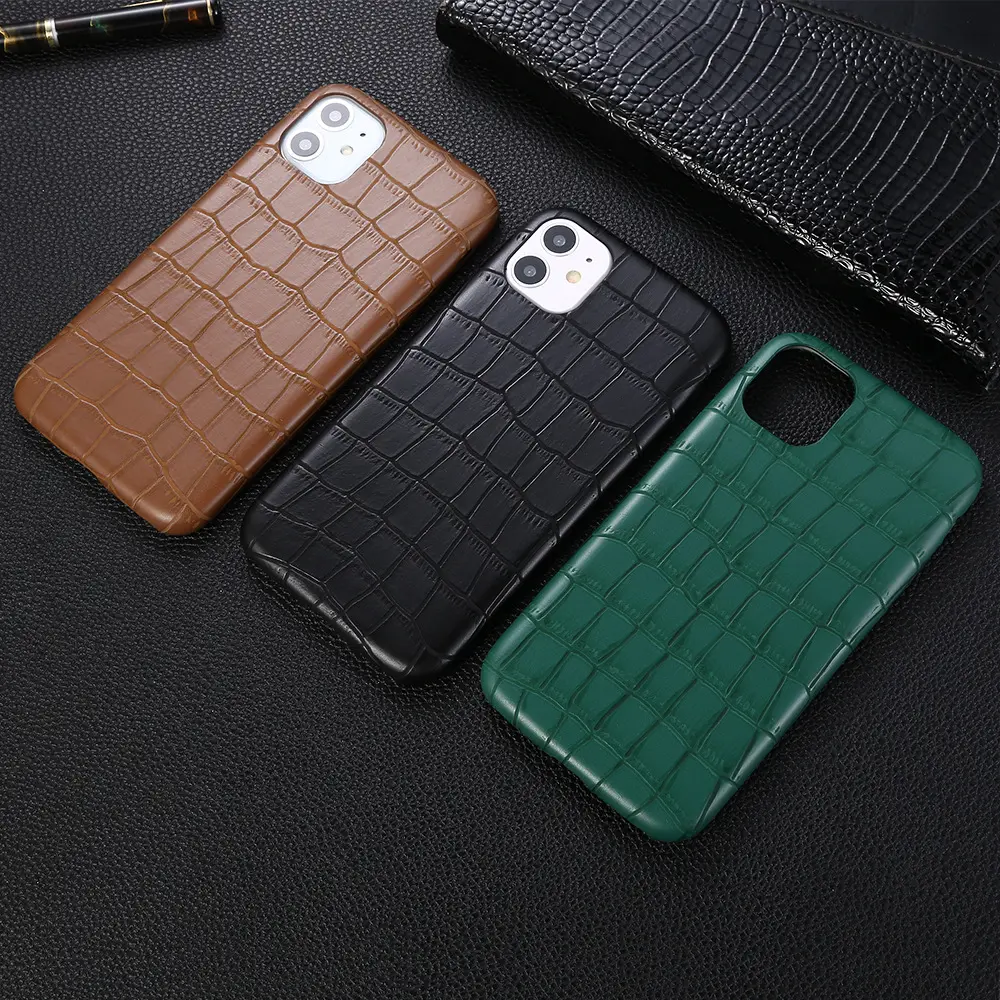 For Apple 13 Pro Max Mobile Phone Case Cover Leather X For Crocodile For Pattern 8p Business Style Solid Color XS Soft Cases Men