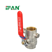 IFAN OEM Vanne à boisseau sphérique filetée en laiton, couleur rouge et noire, poignée papillon, pour alimentation en eau, 1/2''