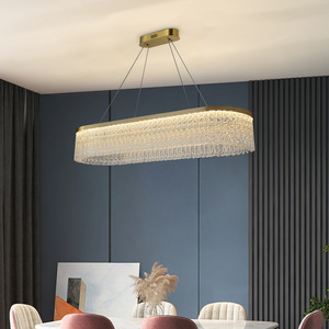 Lustre en cristal de cristal de goutte d'eau pendentif rectangulaire en or moderne simple de luxe - Product Image 2