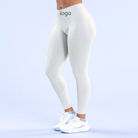 Leggings de sport pour femmes à taille haute, sans couture, couleur unie, longueur intégrale, avec logo personnalisé, en Spandex/Nylon
