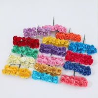 144pcs Mawar Kertas Mini Warna-warni Buatan Tangan dari Kertas Krepe dengan Batang Kawat untuk Hari Valentine Pernikahan Tahan Lama DIY