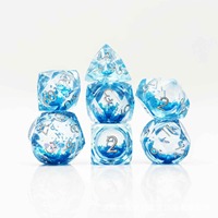 Lot de 7 dés polyédriques en résine personnalisés, phosphorescents, multicouches, à bords tranchants, multicolores pour jeux de table DND RPG