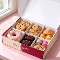 Boîte cadeau noire multi-compartiments pour pâtisseries, avec séparateurs personnalisés, pour desserts, sandwichs, fruits, idéale pour pique-niques et fêtes