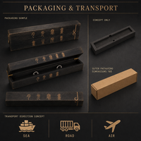 Boîte de présentation longue en bois personnalisée avec couvercle à charnières, surface gravée, diviseur intérieur, logo et options d'emballage