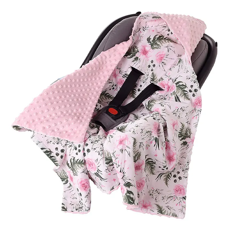 Fabrika fiyat sevimli tasarım bebek % 100% pamuk kış kundak bebek yumuşak ve kalın battaniye için bebek araba koltuğu