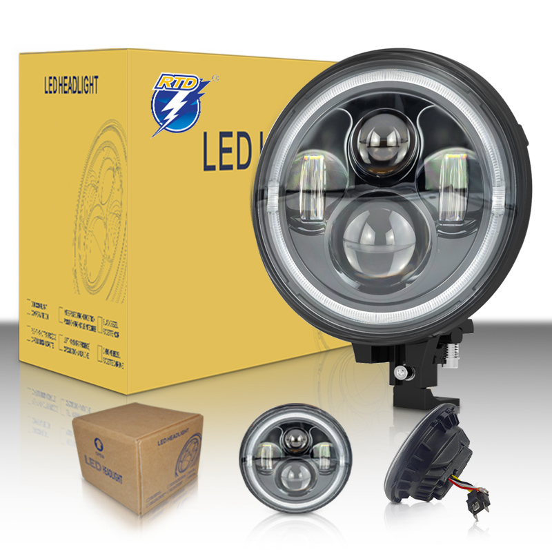 7 дюймовый круглый привести фары с Ангел глаз E mark сертификат может быть установлен Jeep для автомобилей и мотоциклов