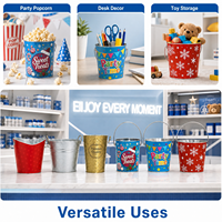 Seau de rangement en métal avec couvercle pour jouets, fournitures de bureau et matériel d'artisanat – Tailles personnalisées, OEM, ODM, faible MOQ, directement de l'usine