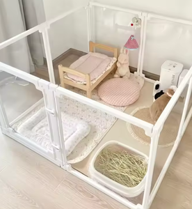 Caja sólida moderna ecológica de gran tamaño para perros, Corralito, cierre de botón, fácil montaje, ruedas de plástico resistente para mascotas - Product Image 1