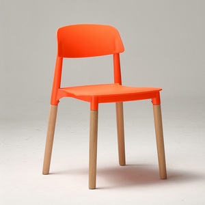 Cheap Price Stackable Indoor PE PP Leisure <b>Wooden</b> Leg Plastic Seat Cafe Restaurant Dining <b>Chair</b> - Product Image 2