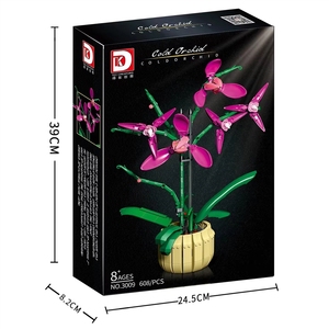 DK3007-3010 Orchideen-Blumen im Topf, Sukkulenten-Bouquet, Botanische Dekoration, DIY Bausteine Spielzeug-Sets - Product Image 6