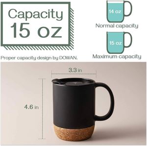 Vente en gros usine : Tasses modernes en céramique émaillée avec base en liège, personnalisables, 11oz, vierges pour sublimation, noires, pour bière et café, avec logo CN/GUA - Product Image 3