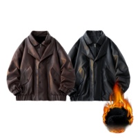 Blouson de baseball vintage personnalisé style workwear, veste en PU ample décontractée pour moto, style urbain tendance, épais et chaud pour homme, idéal pour l'hiver
