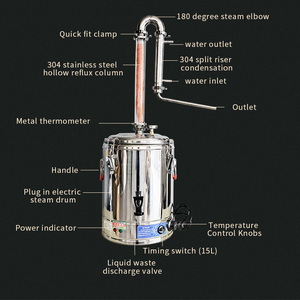 Torre de Cristal de condensador de cobre con enchufe de 15L, malla de cobre integrada, accesorios de destilería para cerveza privada - Product Image 4