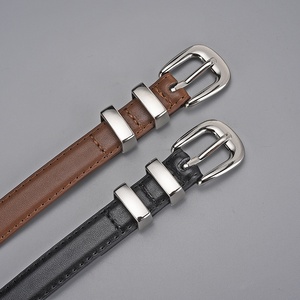 <span class=keywords><strong>Ceinture</strong></span> fine décorative pour <span class=keywords><strong>femme</strong></span> avec logo personnalisé, boucle ardillon en alliage <span class=keywords><strong>argent</strong></span>é, en cuir véritable, pour jeans <span class=keywords><strong>et</strong></span> costumes - Product Image 5