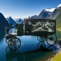 Lanterne décorative royale antique à roues à rayons pour cortège funéraire