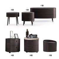 YOUTAI Wabi Sabi Table de chevet ronde en bois avec 2 tiroirs Design moderne Meubles de chambre à coucher