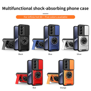 Coque de téléphone hybride PC+TPU avec anneau de protection, fenêtre coulissante pour objectif et support magnétique pour Infinix Hot 60i 5G Hot 70 - Product Image 6