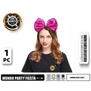 Festival con paillettes grande fiocco fascia per bambini accessorio rosa #81224 per gli stili di partito americani ed europei materiale in tessuto piuma - Product Image 1