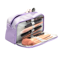 Trousse à crayons en toile PP grande capacité, multi-compartiments, sac de rangement pour maquillage, organiseur de stylos portable pour l'école, le bureau et les voyages