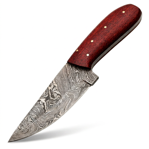 Couteau utilitaire robuste en acier Damas forgé à la main, personnalisé OEM, manche en bois dur rouge courbé, épaisseur de lame 4 mm, 8 pouces de longueur totale, DIY - Product Image 1
