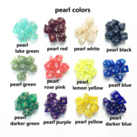 Dés en acrylique personnalisés pour TRPG, lot de 7 dés polyédriques à 20 faces, couleur nacré étoilé, vente en gros, jeux de dés en plastique