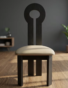 Chaise de salle à manger moderne en bois de chêne massif avec trou de serrure |   Chaise de salle à manger pour hôtel et restaurant, rembourrée, avec pieds coniques - Product Image 3