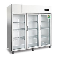 Réfrigérateur de cuisine commercial 1500L debout 3 portes en verre congélateur vertical