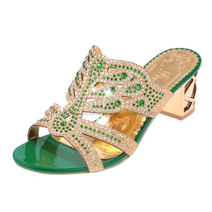 Sandales de plage à talon épais et strass, style bouche de poisson, grande taille, pour femmes et dames - Product Image 6