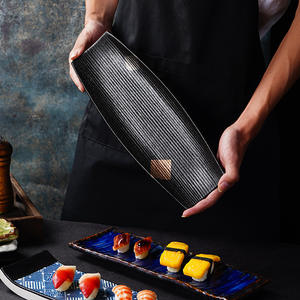 Assiette rectangulaire japonaise rétro de luxe légère pour <span class=keywords><strong>sushi</strong></span>/yakitori, en céramique, vaisselle de table - Product Image 2