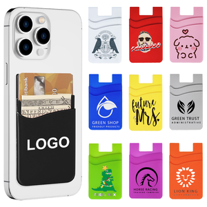 <span class=keywords><strong>Porte</strong></span>-cartes de téléphone collant en silicone <span class=keywords><strong>porte</strong></span>-cartes en silicone double couche avec logo personnalisé cadeau publicitaire promotionnel - Product Image 1