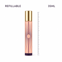 Flacon pulvérisateur de parfum vide personnalisé de 35 ml, atomiseur de voyage rechargeable avec capuchon doré, flacon cylindrique portable en gros