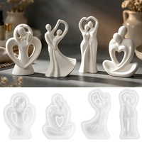 CARATTE Nouveau Moule en Silicone Minimaliste Abstrait pour Bougie, Sculpture Corporelle de Couple en Étreinte, pour Cadeau de Mariage, Fabrication de Savon, Résine et Plâtre