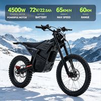 Vélo électrique tout-terrain 72V 4500W Pneus 19/17 65km/h Batterie 22.5Ah pour patrouille de sécurité nocturne