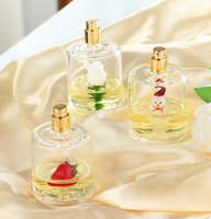 Botol Semprot Parfum Kaca Borosilikat Kosong dengan Dekorasi Kaca 3D Terintegrasi, Penyemprot Emas, Botol Parfum Isi Ulang