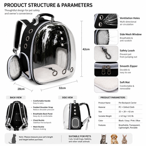 Mochila Moderna con Ventana Transparente para Mascotas Pequeñas, Ideal para Viajes en Avión y Aventuras al Aire Libre - Product Image 4