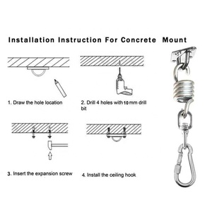 1 pièce Crochets pivotants pour hamac et balançoires en acier inoxydable, kit d'accessoires de suspension pour plafond/intérieur/extérieur - Product Image 6