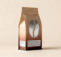 Sachet Doypack personnalisé en plastique de qualité alimentaire, résistant à l'humidité, à fond plat, avec fermeture zip, en feuille d'aluminium, pour emballage de grains de café 250g 500g