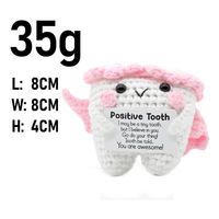 Poupée capsule tricotée artisanale au crochet, motif dents, énergie positive, cadeau de fêtes