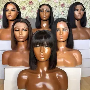 Short Bob Front Wigs Human Hair 13x4 Lace Frontal Wigs Pre Plucked Tiny Knots Brazilian Virgin Human Hair Wig