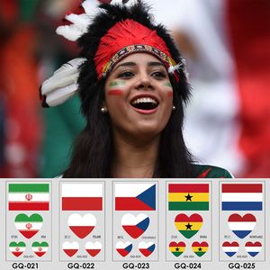 Pegatinas de <span class=keywords><strong>tatuajes</strong></span> temporales para rostro, estilo europeo-americano, impermeables, 2026, con diseños de fútbol, diversión y banderas - Product Image 3