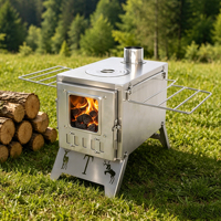 Réchaud de camping portable Luling en acier inoxydable, à bois et charbon de bois, pliable, pour pique-nique et jardin