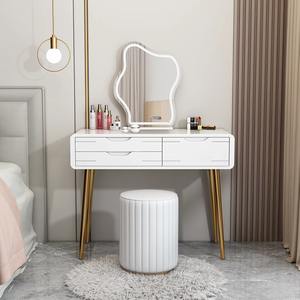 Tocador de Maquillaje de Madera Maciza de Lujo Nórdico al por Mayor con Espejo Iluminado y Funciones Multifuncionales <span class=keywords><strong>para</strong></span> Dormitorio o Apartamento - Product Image 4