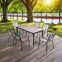 Nouveau produit de table de cadre en aluminium extérieur moderne de vente chaude avec du bois en plastique pour l'hôtel de parc de cour de balcon de jardin