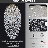 Grand lustre pour plafond haut, luminaires longs et élégants, suspensions en cristal pour hall d'entrée, salon, escalier