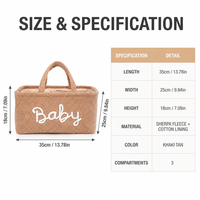 Cesta Organizadora de Fleece Sherpa com 3 Compartimentos para Fraldas, Brinquedos e Armazenamento de Bebê