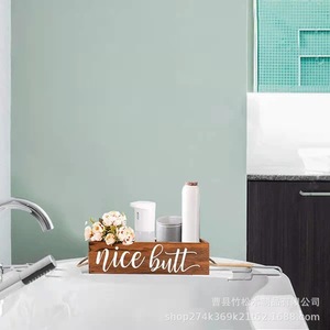 Boîte de rangement en bois rectangulaire 16 cm, organisateur mural pour salle de bain, boîtes de rangement décoratives - Product Image 4