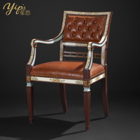 Fauteuil Chesterfield Yips LD-1906-1837, style européen, design moderne du milieu du siècle, en bois massif sculpté à la main, mobilier d'intérieur