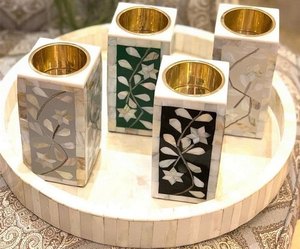 Bone Inlay Style <b>Candle</b> Holder with Handmade <b>Small</b> Size Inlay Craft <b>Candle</b> Holder for Decoration Hot Sale Brass Tea Light - Product Image 6