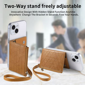 Étui portefeuille pour téléphone avec porte-cartes et autocollant arrière pour iPhone, compatible avec plusieurs modèles de téléphones, clip à monnaie, cordon, usage quotidien - Product Image 4