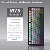 Keyboard Gaming Mekanik Nirkabel/Berkabel RGB Backlit 75% Custom, Switch Hot-Swappable yang Dapat Diprogram, Dapat Diisi Ulang 4000mAh USB-C 5
